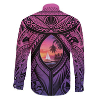 Guam Chamorro Artsy Family Matching Long Sleeve Bodycon Dress and Hawaiian Shirt Guahan Sunset Beach
