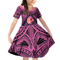 Guam Chamorro Artsy Family Matching Off Shoulder Short Dress and Hawaiian Shirt Guahan Sunset Beach