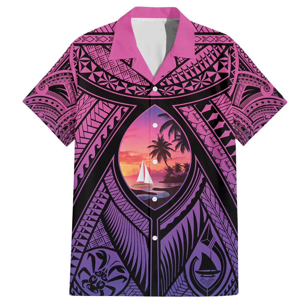 Guam Chamorro Artsy Family Matching Tank Maxi Dress and Hawaiian Shirt Guahan Sunset Beach
