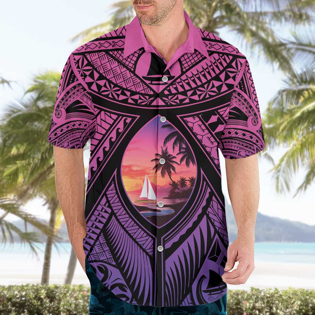 Guam Chamorro Artsy Hawaiian Shirt Guahan Sunset Beach