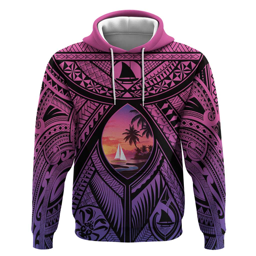 Guam Chamorro Artsy Hoodie Guahan Sunset Beach