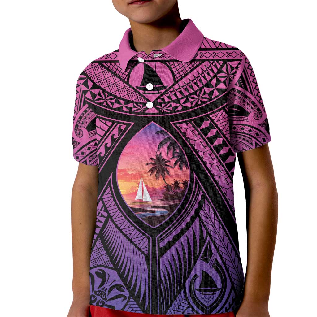 Guam Chamorro Artsy Kid Polo Shirt Guahan Sunset Beach