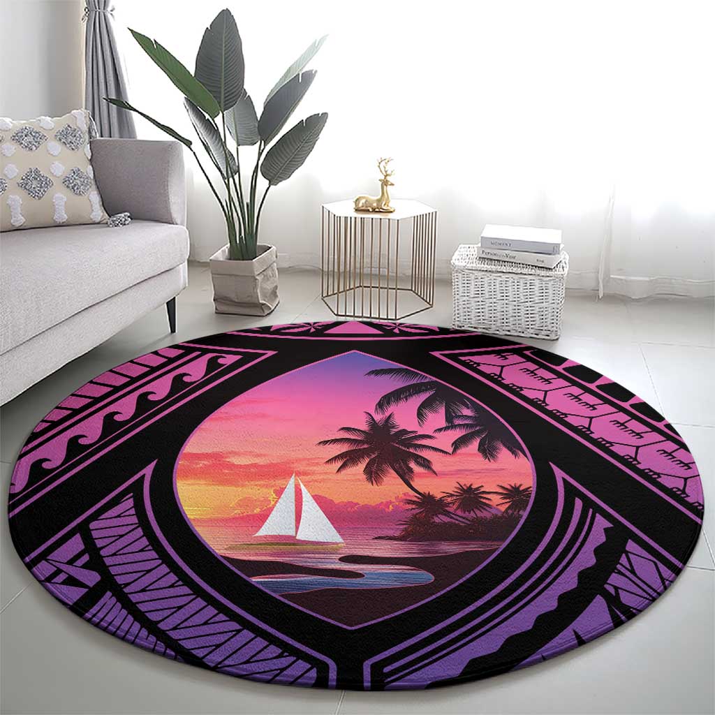 Guam Chamorro Artsy Round Carpet Guahan Sunset Beach