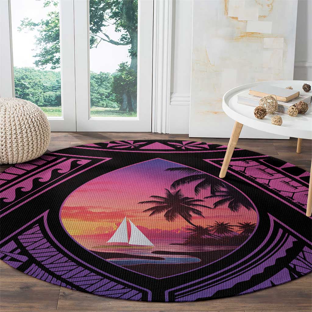 Guam Chamorro Artsy Round Carpet Guahan Sunset Beach