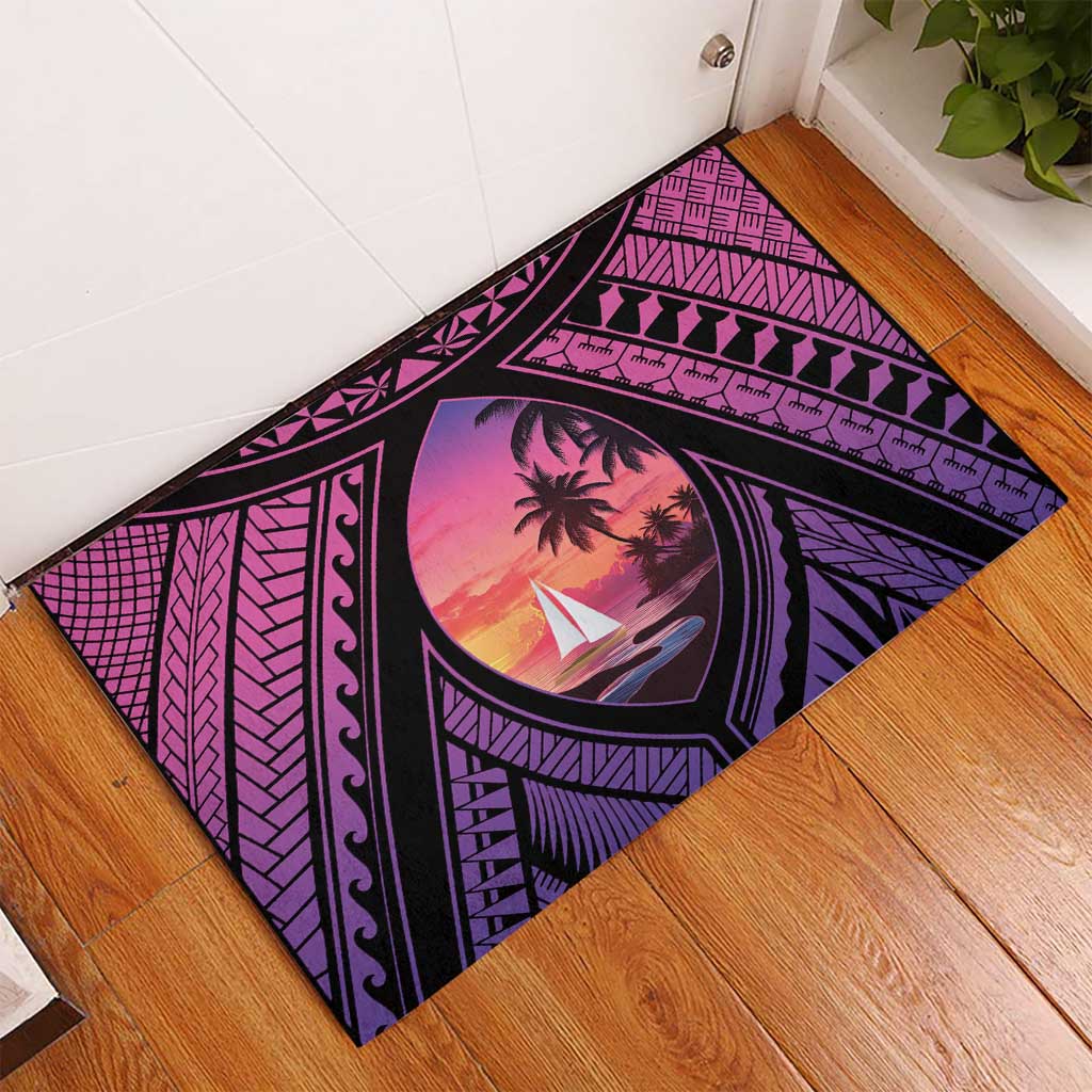 Guam Chamorro Artsy Rubber Doormat Guahan Sunset Beach