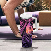 Guam Chamorro Artsy Tumbler With Handle Guahan Sunset Beach