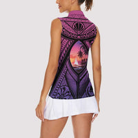 Guam Chamorro Artsy Women Sleeveless Polo Shirt Guahan Sunset Beach