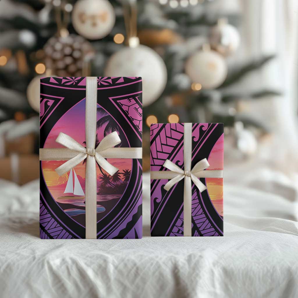 Guam Chamorro Artsy Wrapping Paper Guahan Sunset Beach - Polynesian Pride