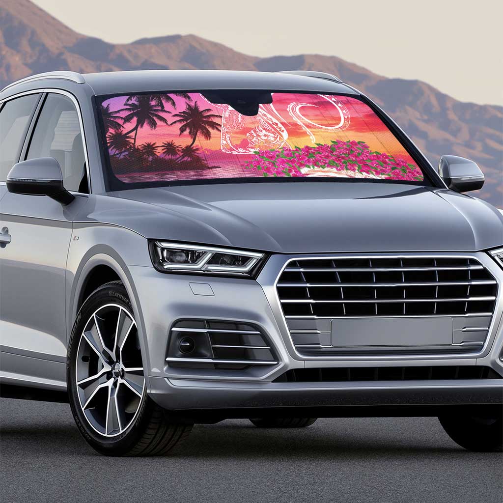 Guam Latte Stone with Map Auto Sun Shade Bougainvillea Beach Sunset - Polynesian Pride