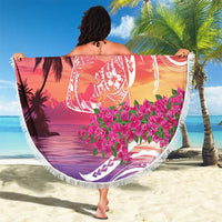 Guam Latte Stone with Map Beach Blanket Bougainvillea Beach Sunset