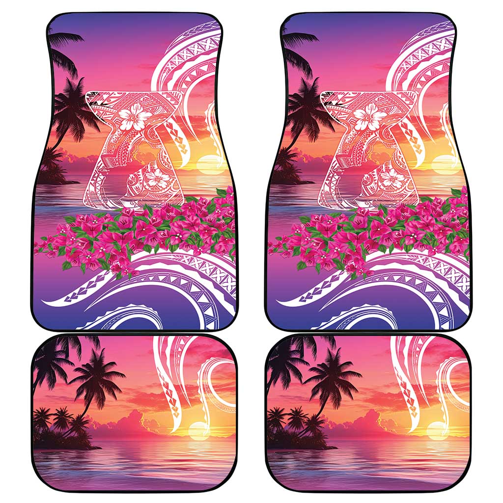 Guam Latte Stone with Map Car Mats Bougainvillea Beach Sunset
