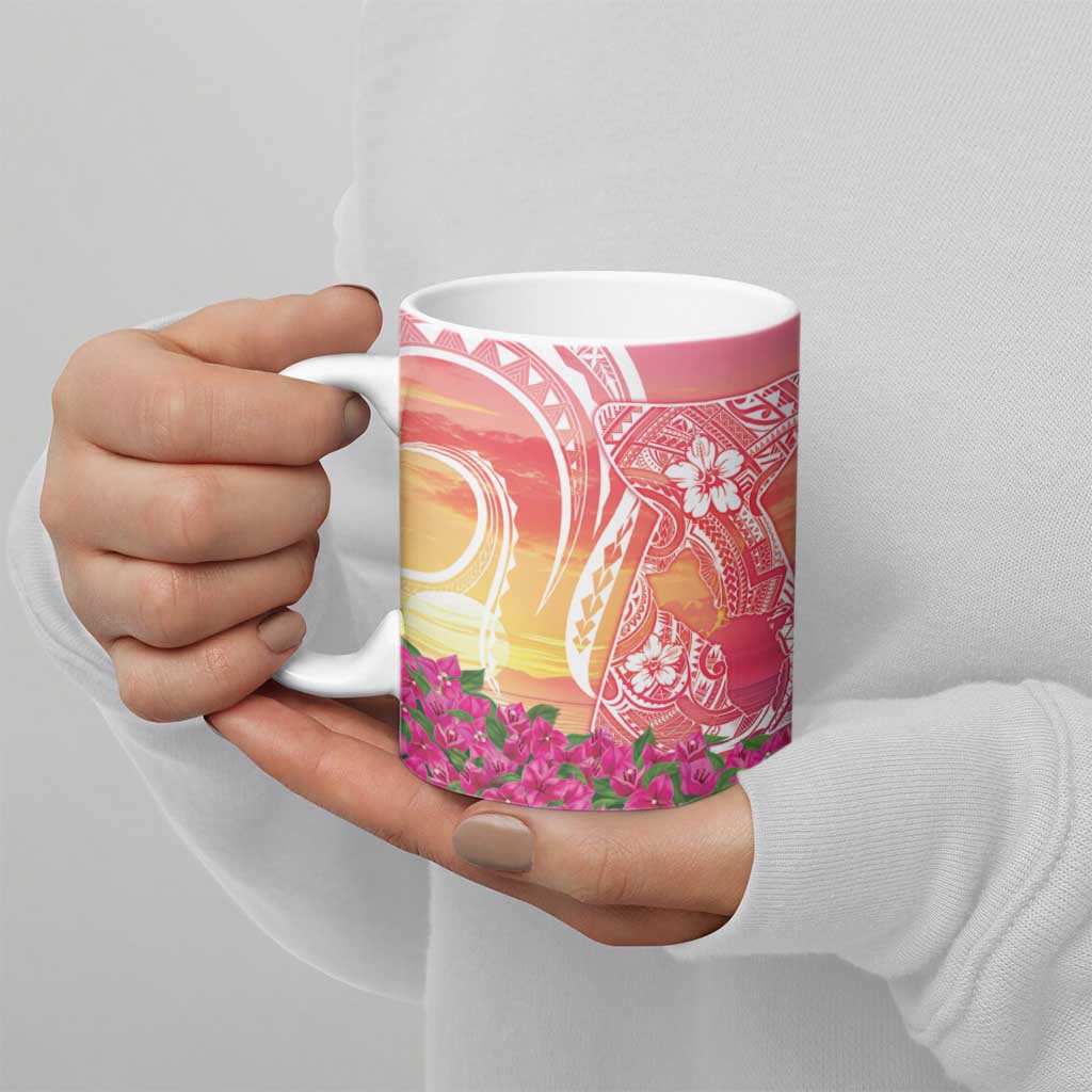 Guam Latte Stone with Map Ceramic Mug Bougainvillea Beach Sunset - Polynesian Pride