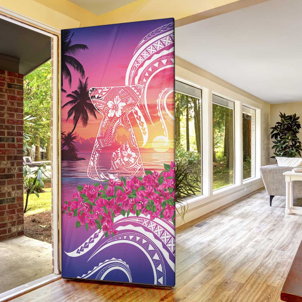 Guam Latte Stone with Map Door Cover Bougainvillea Beach Sunset - Polynesian Pride