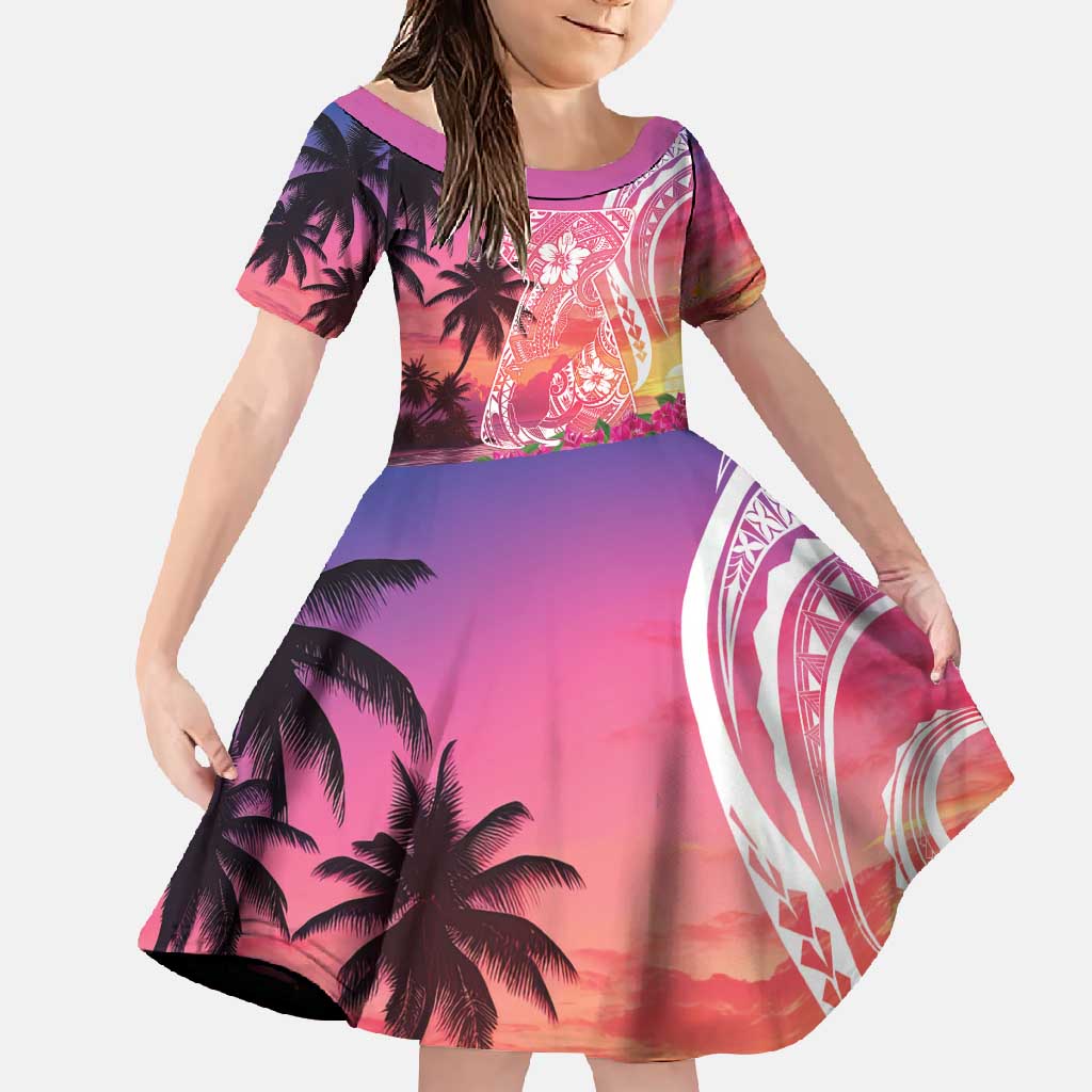 Guam Latte Stone with Map Family Matching Long Sleeve Bodycon Dress and Hawaiian Shirt Bougainvillea Beach Sunset