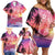 Guam Latte Stone with Map Family Matching Off Shoulder Short Dress and Hawaiian Shirt Bougainvillea Beach Sunset