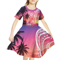Guam Latte Stone with Map Kid Short Sleeve Dress Bougainvillea Beach Sunset