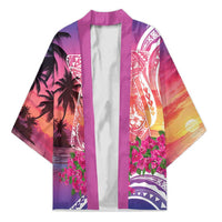 Guam Latte Stone with Map Kimono Bougainvillea Beach Sunset - Polynesian Pride