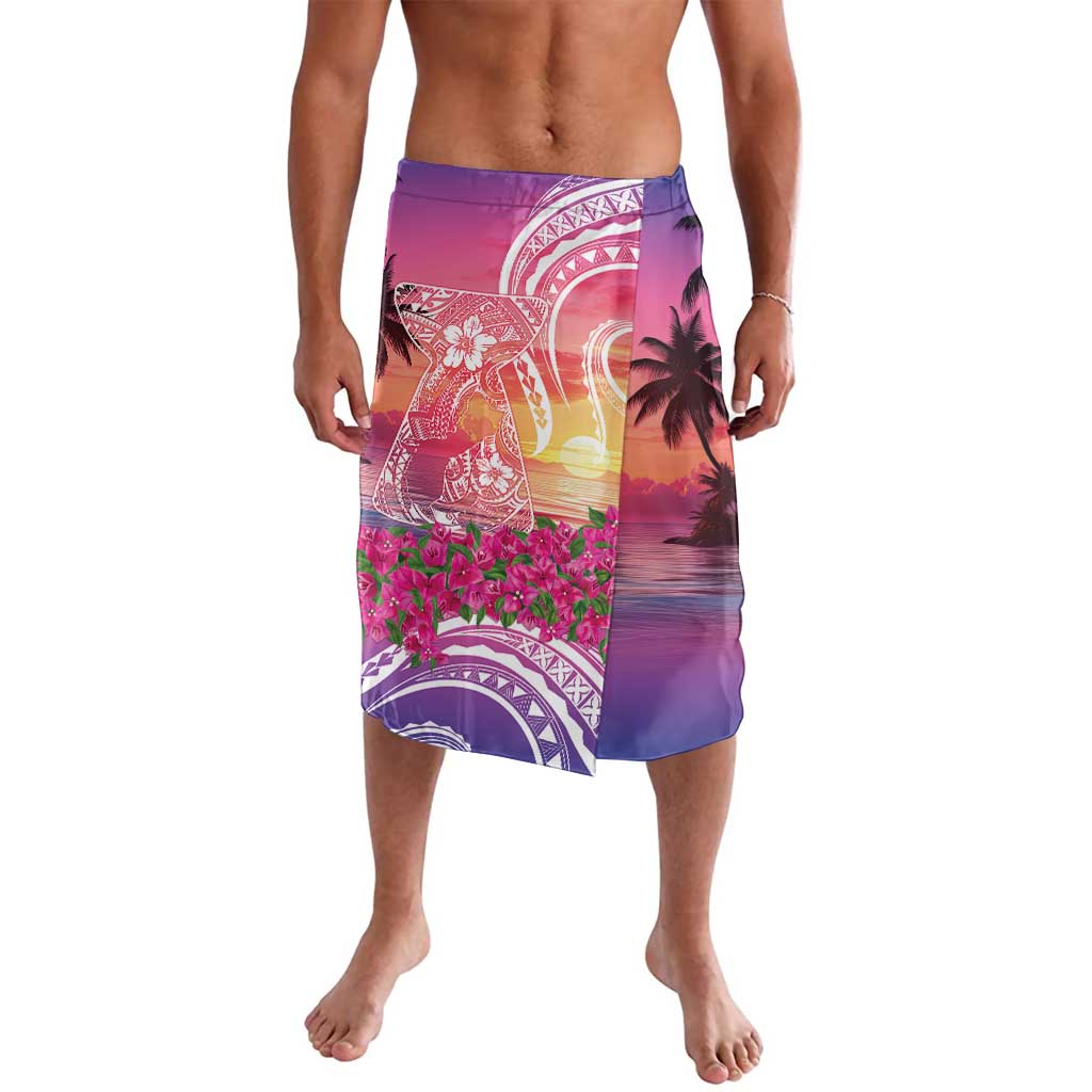 Guam Latte Stone with Map Lavalava Bougainvillea Beach Sunset