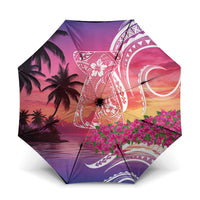 Guam Latte Stone with Map Umbrella Bougainvillea Beach Sunset - Polynesian Pride
