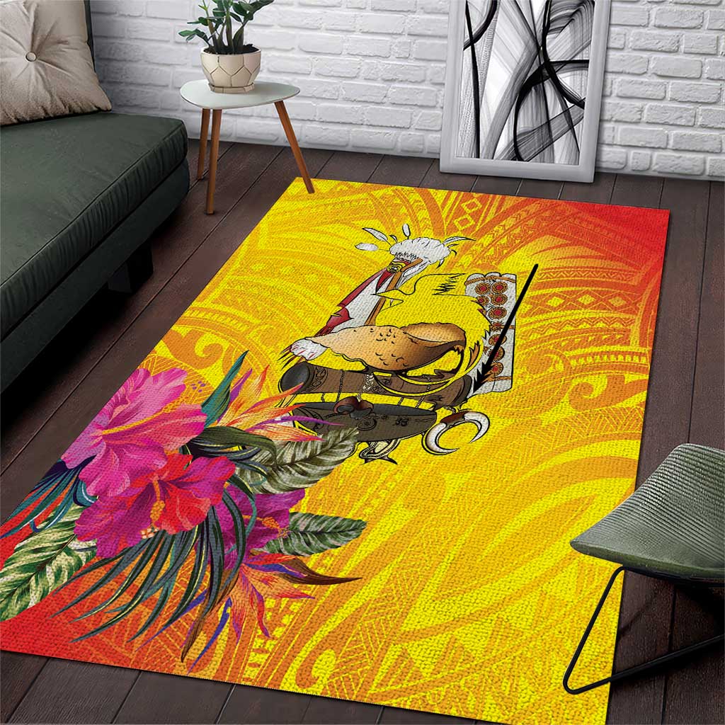 Papua New Guinea Cultural Tropical Flowers Area Rug