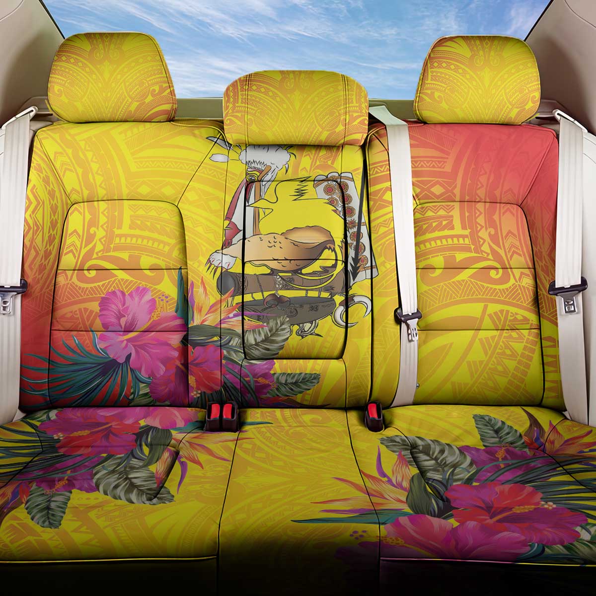 Papua New Guinea Cultural Tropical Flowers Back Car Seat Cover