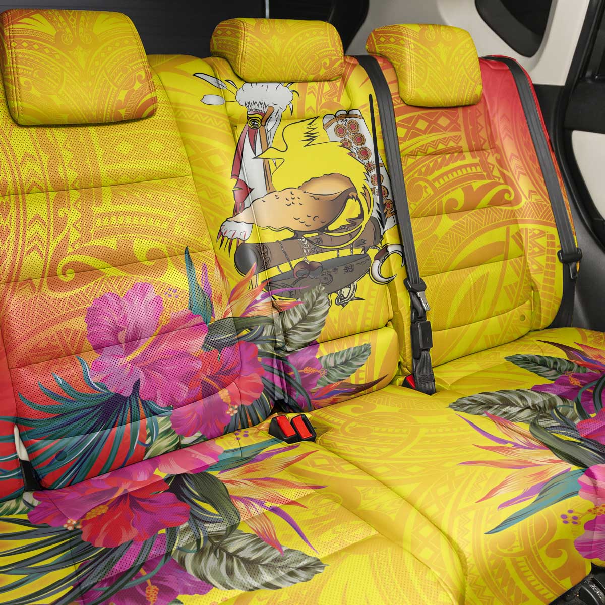Papua New Guinea Cultural Tropical Flowers Back Car Seat Cover
