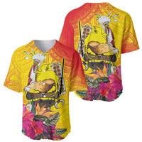 Papua New Guinea Cultural Tropical Flowers Baseball Jersey LT9 - Polynesian Pride
