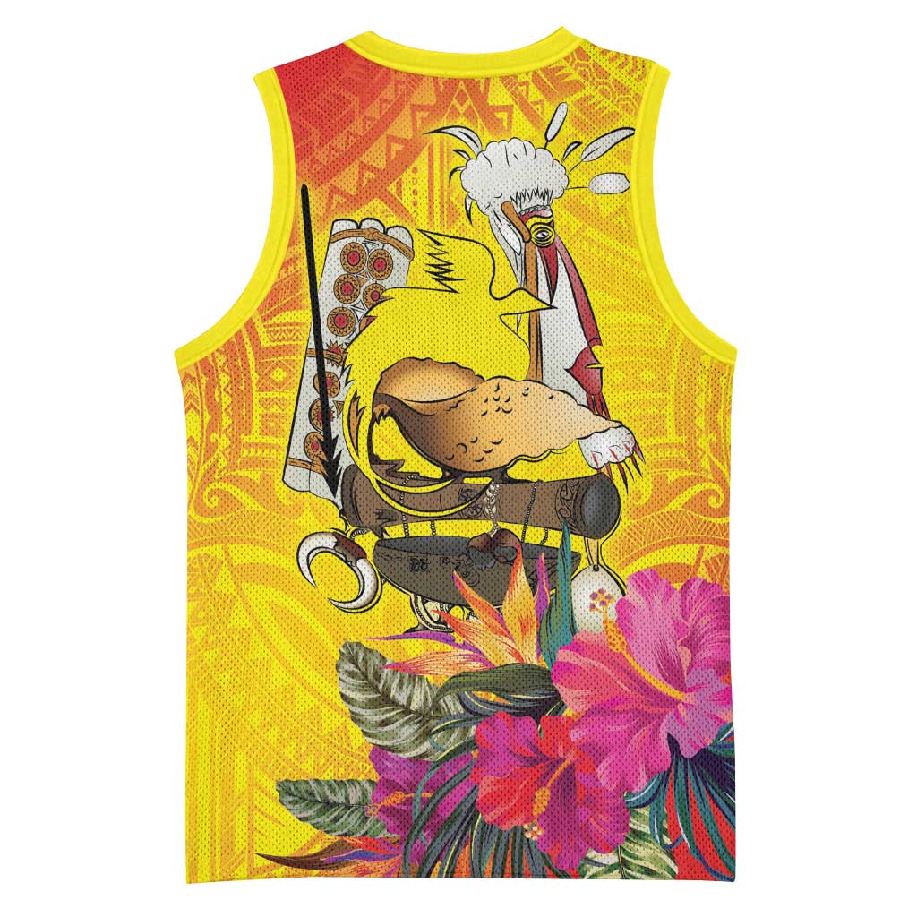 Papua New Guinea Cultural Tropical Flowers Basketball Jersey LT9 - Polynesian Pride