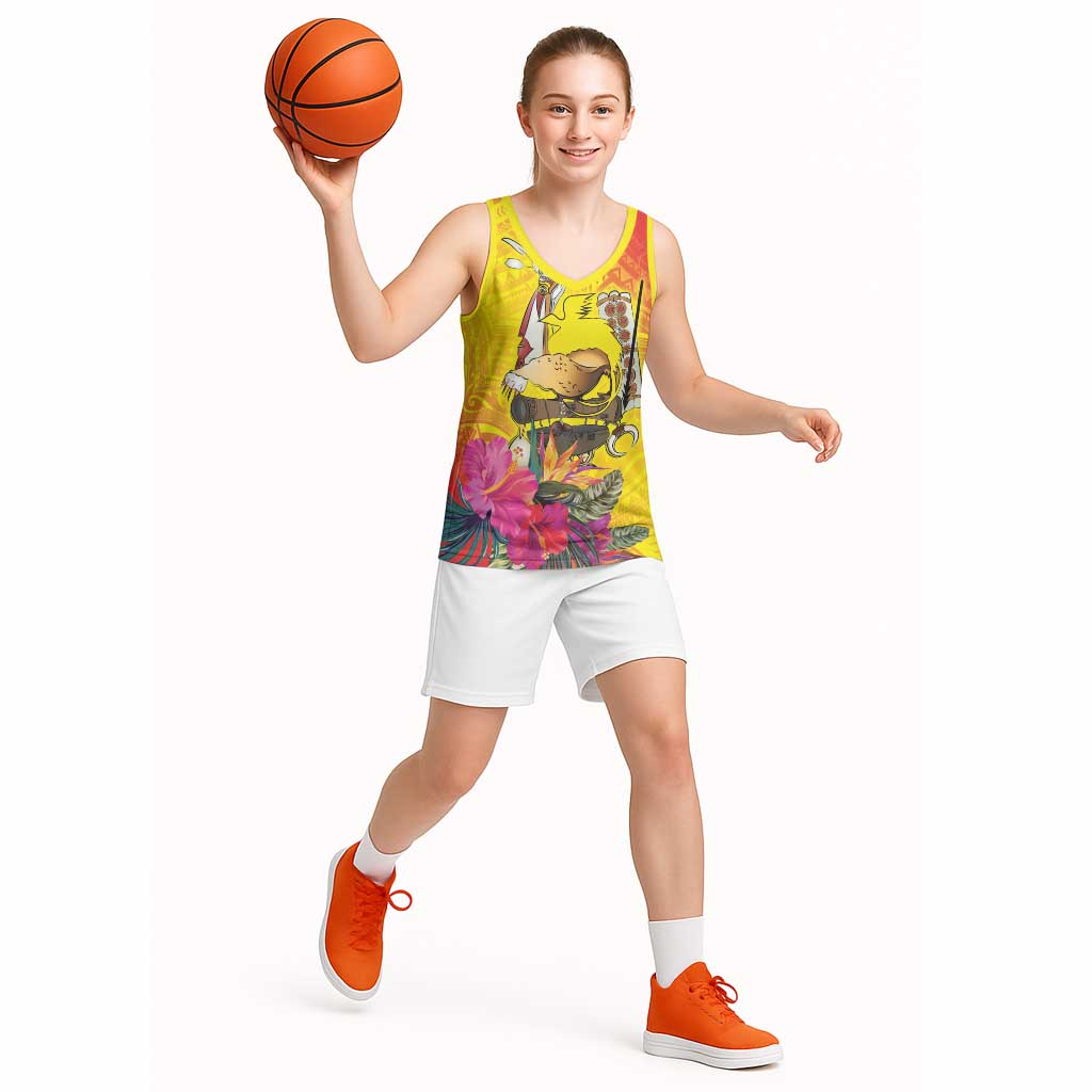 Papua New Guinea Cultural Tropical Flowers Basketball Jersey LT9 - Polynesian Pride