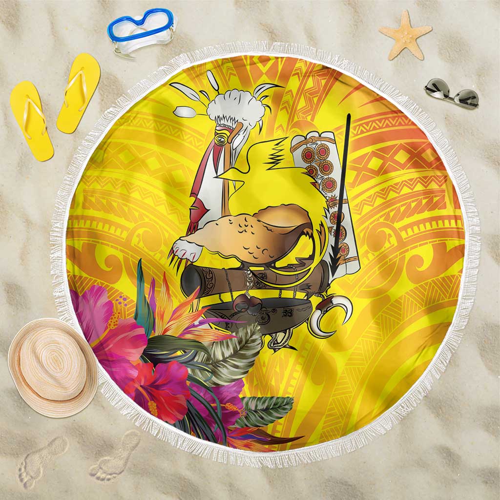 Papua New Guinea Cultural Tropical Flowers Beach Blanket