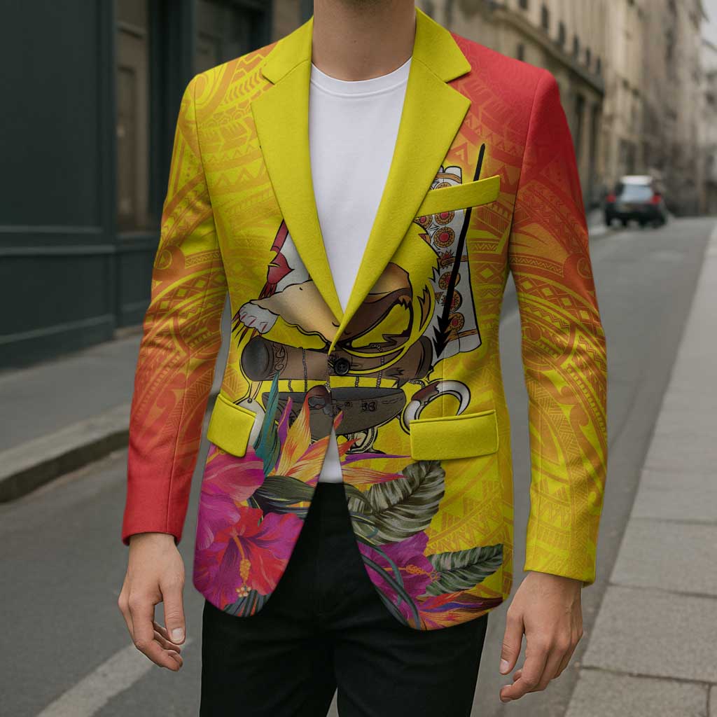 Papua New Guinea Cultural Tropical Flowers Blazer - Polynesian Pride