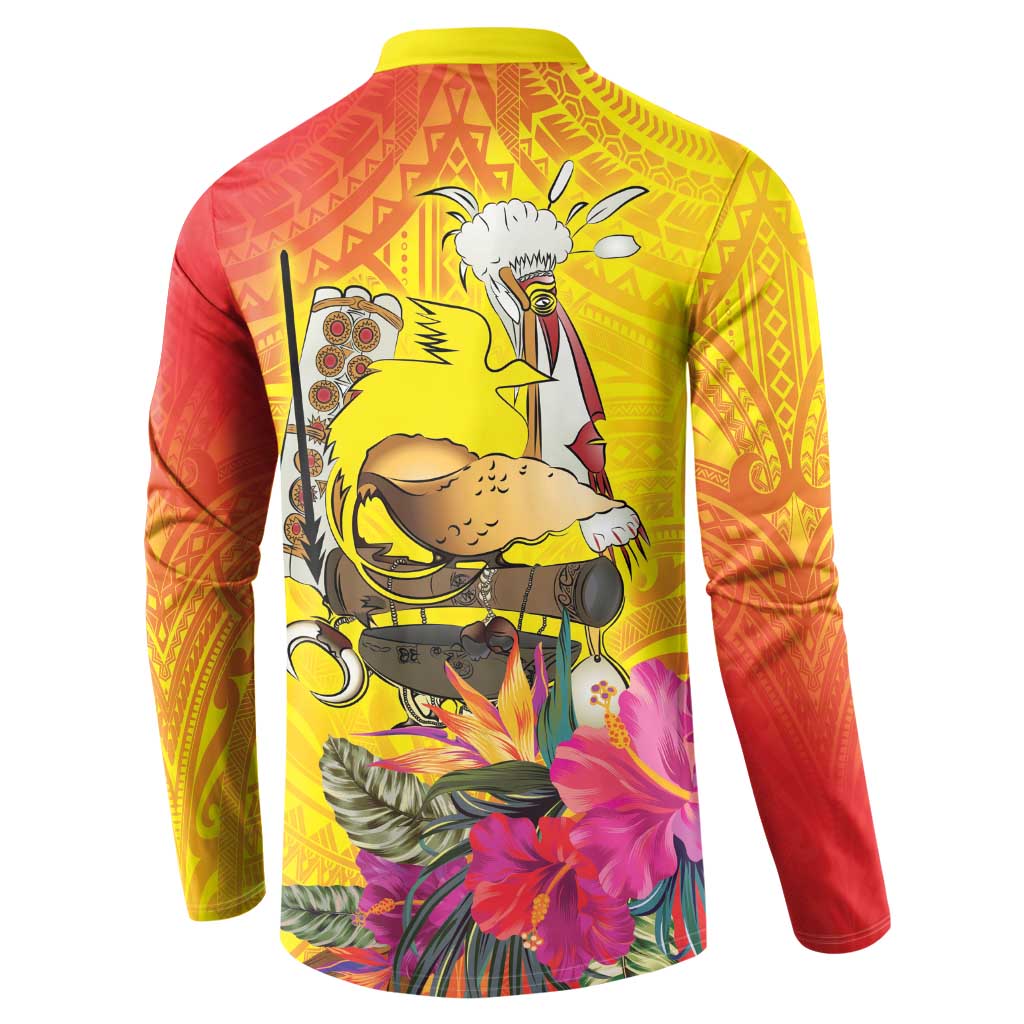 Papua New Guinea Cultural Tropical Flowers Button Sweatshirt