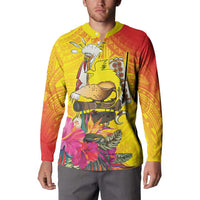 Papua New Guinea Cultural Tropical Flowers Button Sweatshirt
