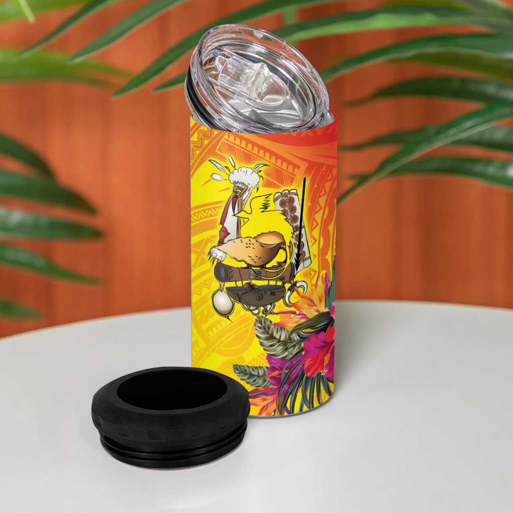 Papua New Guinea Cultural Tropical Flowers 4 in 1 Can Cooler Tumbler