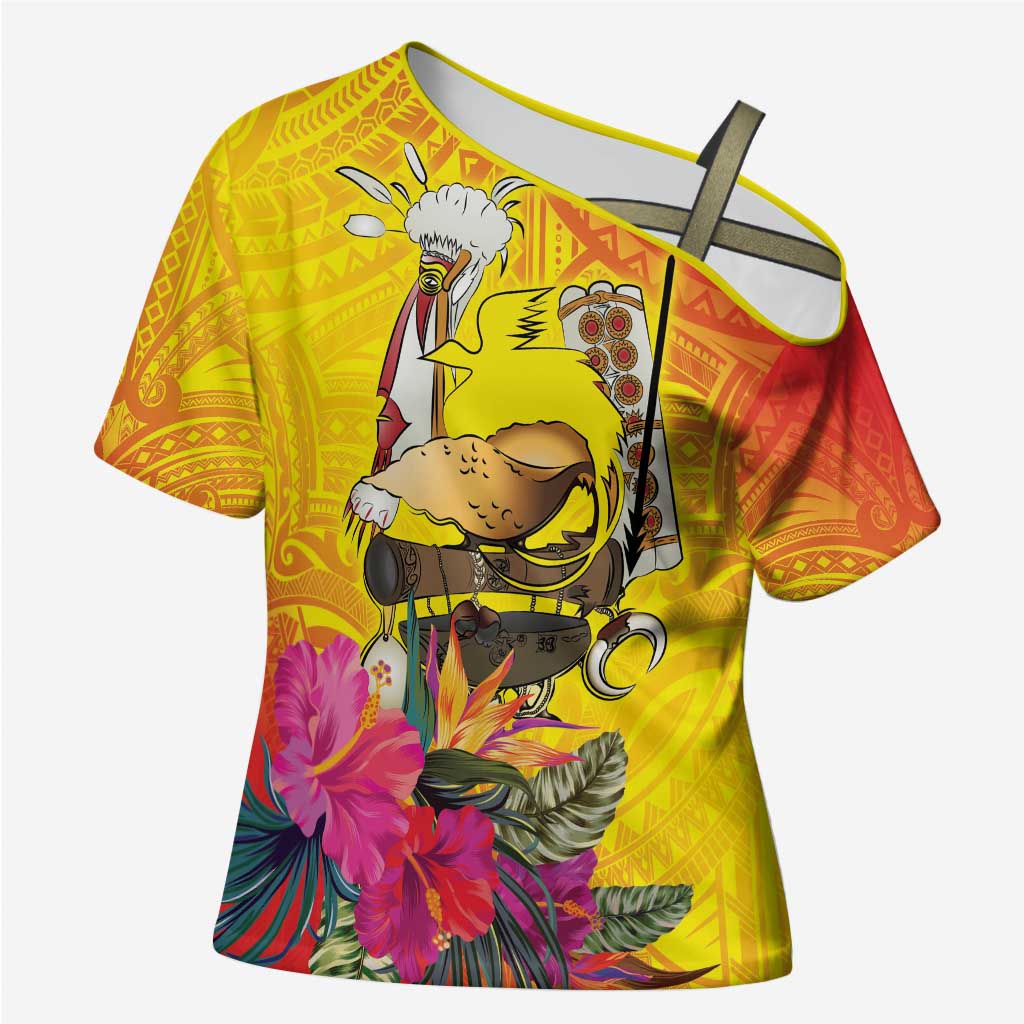 Papua New Guinea Cultural Tropical Flowers Cross Shoulder Shirt - Polynesian Pride