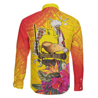 Papua New Guinea Cultural Tropical Flowers Family Matching Off The Shoulder Long Sleeve Dress and Hawaiian Shirt