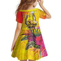 Papua New Guinea Cultural Tropical Flowers Family Matching Off Shoulder Short Dress and Hawaiian Shirt