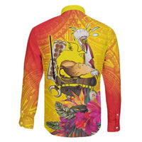 Papua New Guinea Cultural Tropical Flowers Family Matching Off Shoulder Short Dress and Hawaiian Shirt