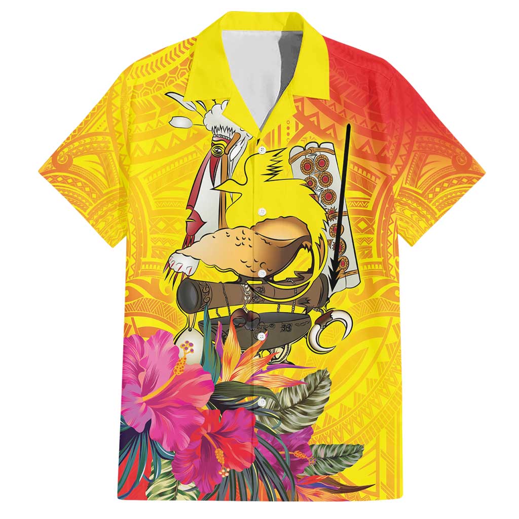 Papua New Guinea Cultural Tropical Flowers Family Matching Short Sleeve Bodycon Dress and Hawaiian Shirt