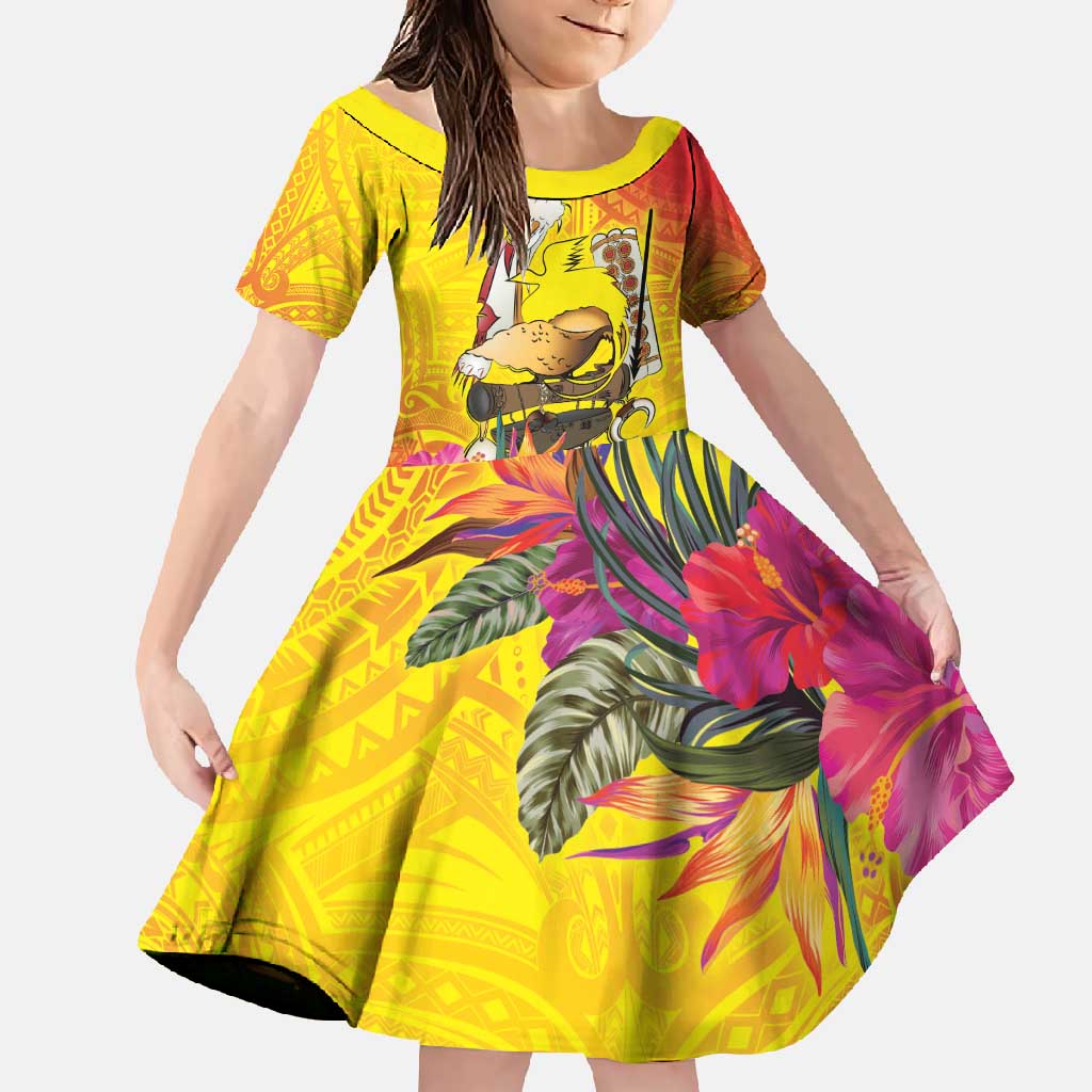 Papua New Guinea Cultural Tropical Flowers Family Matching Summer Maxi Dress and Hawaiian Shirt