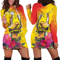 Papua New Guinea Cultural Tropical Flowers Hoodie Dress