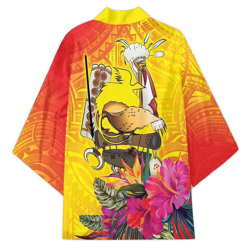 Papua New Guinea Cultural Tropical Flowers Kimono - Polynesian Pride