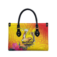 Papua New Guinea Cultural Tropical Flowers Leather Bag - Polynesian Pride