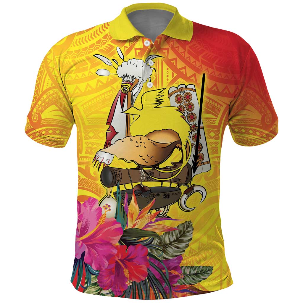Papua New Guinea Cultural Tropical Flowers Polo Shirt