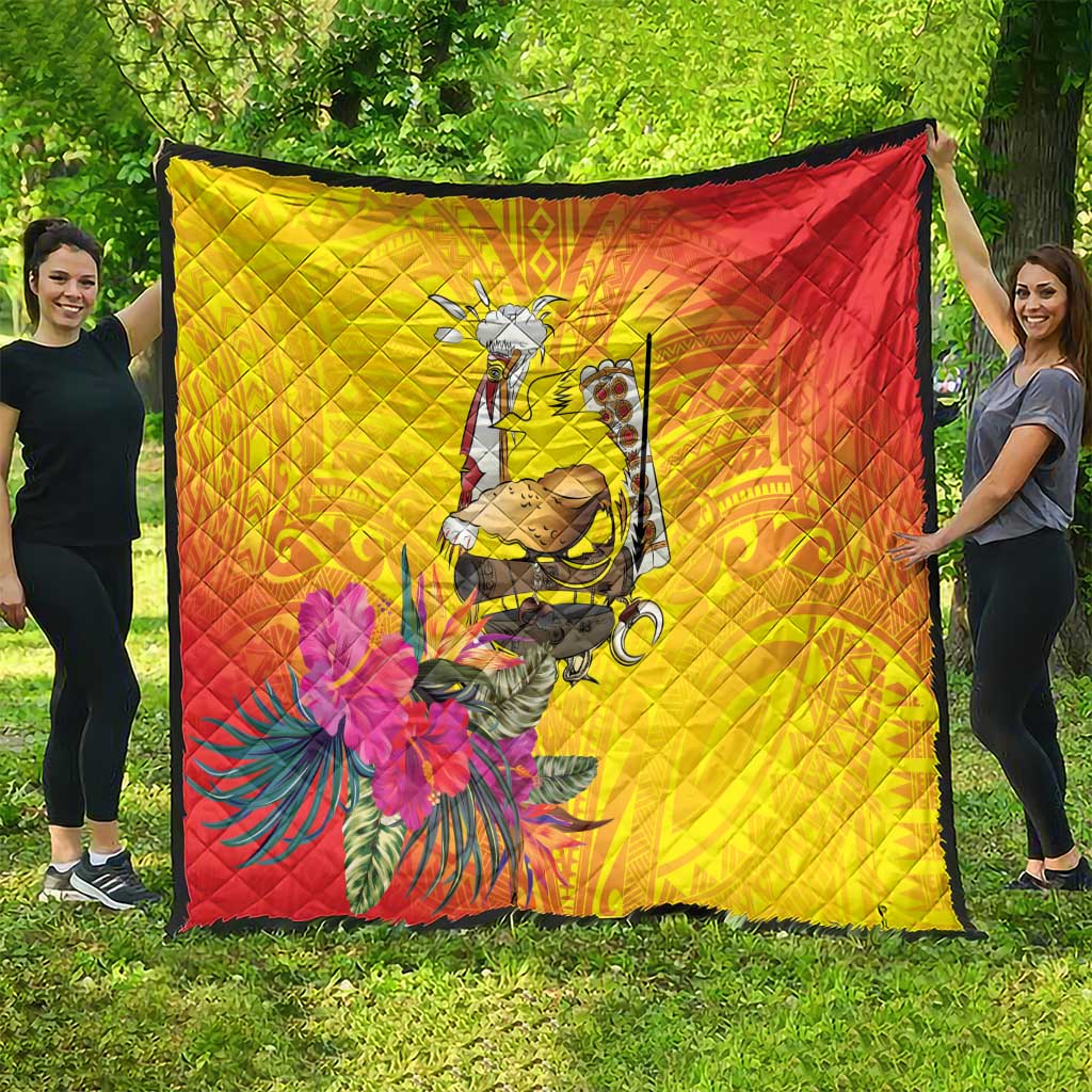 Papua New Guinea Cultural Tropical Flowers Quilt