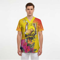 Papua New Guinea Cultural Tropical Flowers Scrub Top - Polynesian Pride