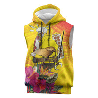 Papua New Guinea Cultural Tropical Flowers Sleeveless Hoodie LT9 Gold - Polynesian Pride