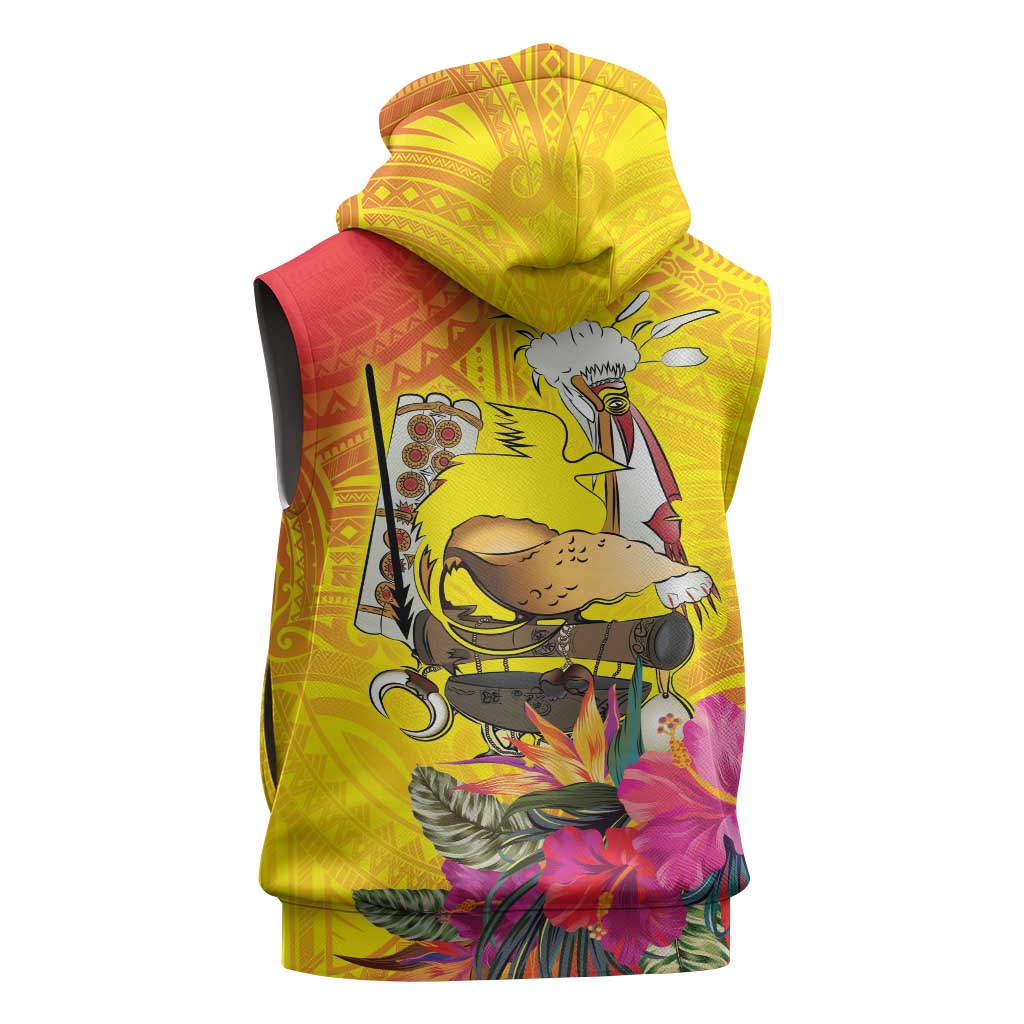 Papua New Guinea Cultural Tropical Flowers Sleeveless Hoodie LT9 - Polynesian Pride