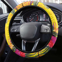 Papua New Guinea Cultural Tropical Flowers Steering Wheel Cover