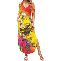 Papua New Guinea Cultural Tropical Flowers Summer Maxi Dress LT9 Women Gold - Polynesian Pride